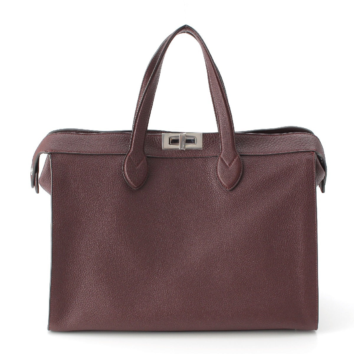 FENDI Peekaboo I See You Forty 8 Calf leather Boston bag Business Tote Briefcase 7VA566 wine-red