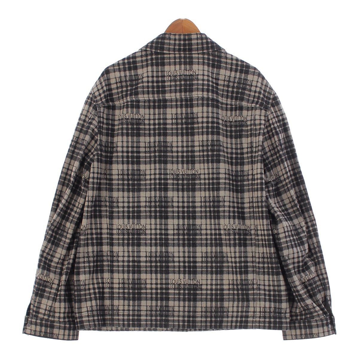 LOUIS VUITTON 23AW Cotton denim Logo Check Pattern Oversized Casual Long sleeve shirt tops RM232 ARA HPA90W Black Grey 50