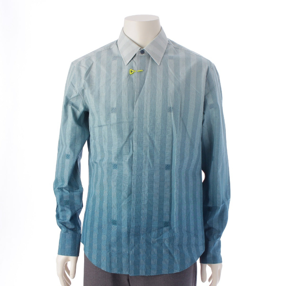 LOUIS VUITTON 22AW cotton Damier Stripe Gradient Long sleeve shirt tops HNS02W blue M