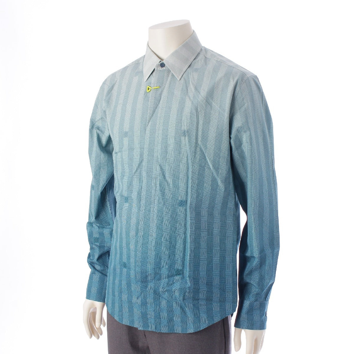 LOUIS VUITTON 22AW cotton Damier Stripe Gradient Long sleeve shirt tops HNS02W blue M