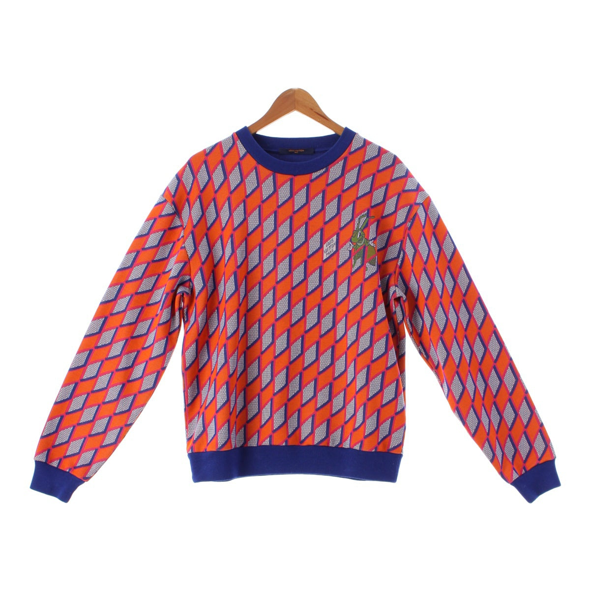 LOUIS VUITTON 22AW Damier cotton Diamond Pattern knit HNY89W  Orange blue M