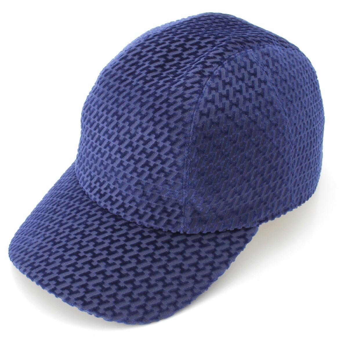 HERMES Davis Velvet cotton cap hat Bleu fonce 58