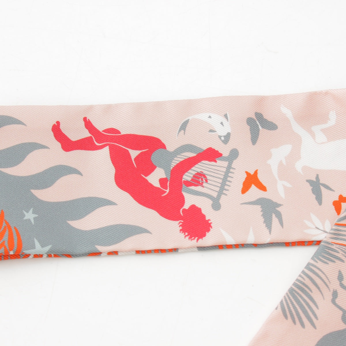 HERMES Twilly silk Le Charme D Orphee Ba Enticed by the charm of Orpheus scarf Stall shawl pink