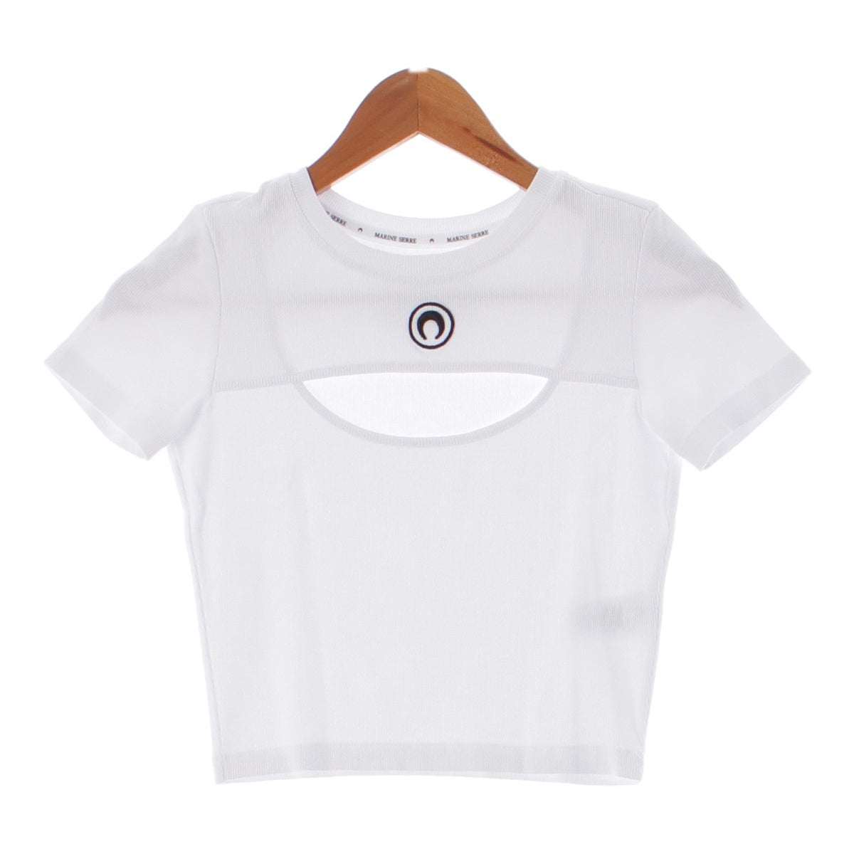 Marine Serre cotton Embroidered Logo Open Cut Cropped tops T-shirt cut white XS