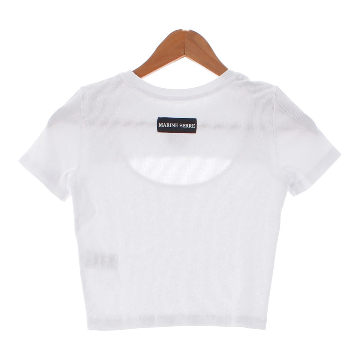 Marine Serre cotton Embroidered Logo Open Cut Cropped tops T-shirt cut white XS