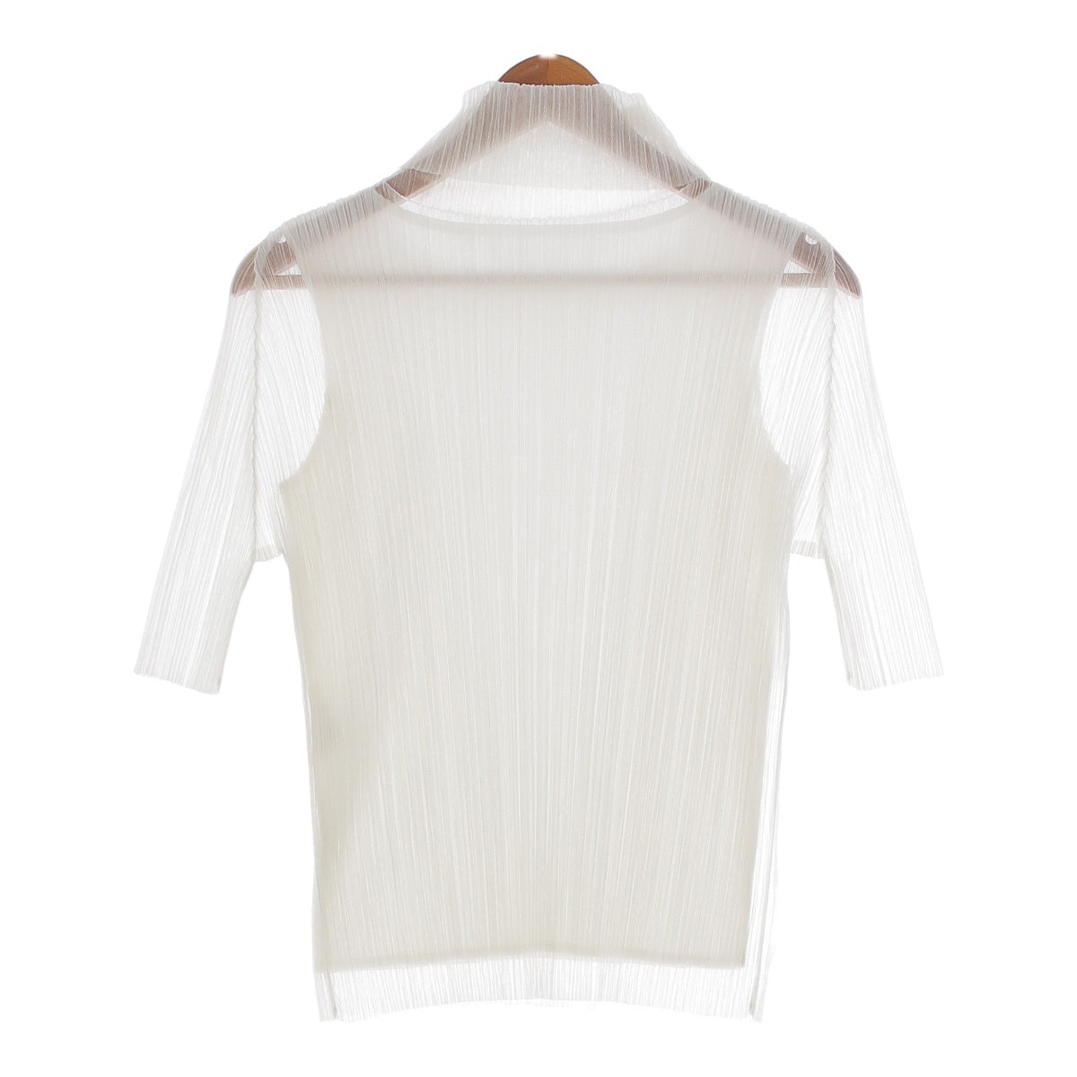 PLEATS PLEASE ISSEY  High Neck See-Through Short sleeve shirt Cut and sewn tops blouses PP11-JK673 white 3