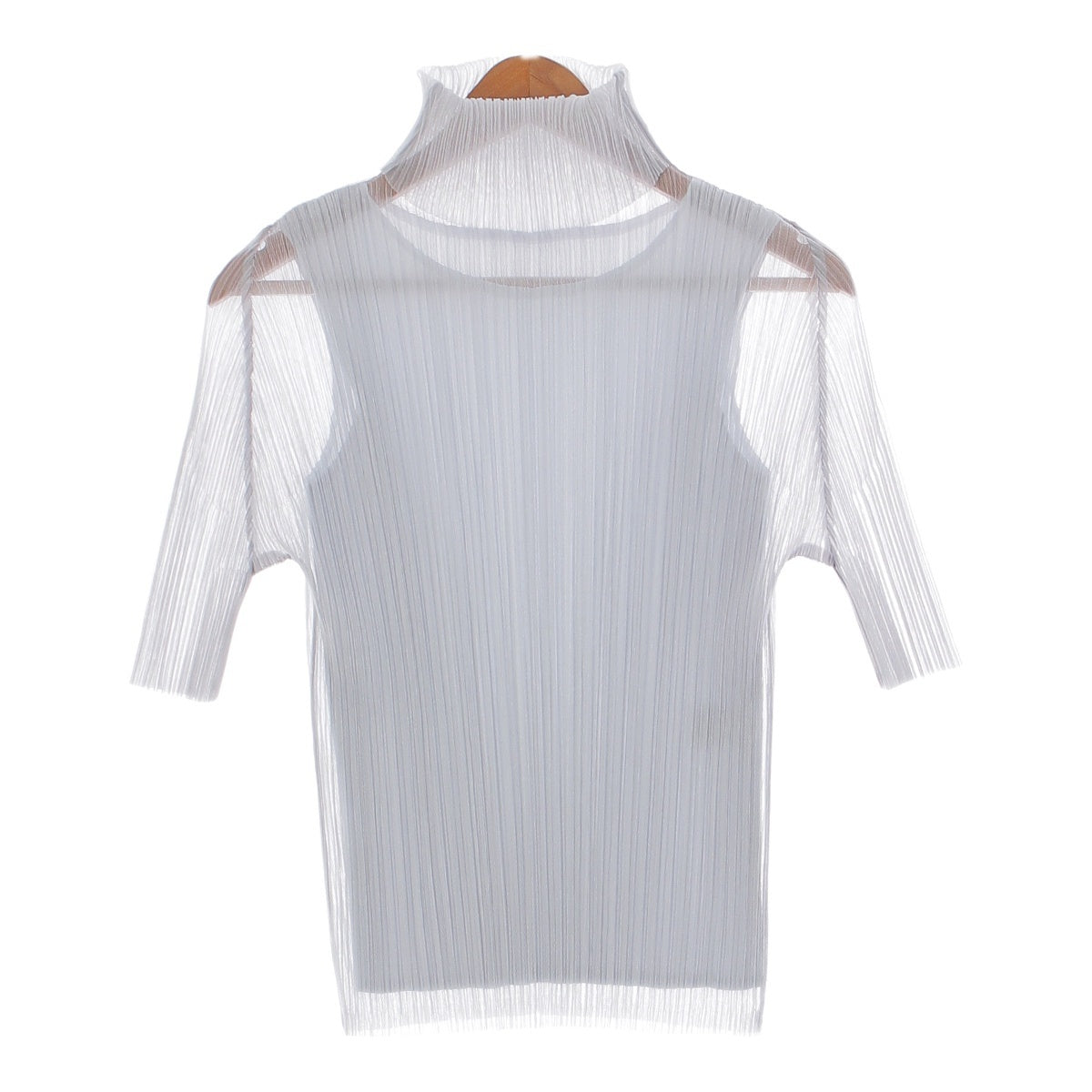Pleated Please Ensemble Polyester Short Sleeve High Neck Cut and Sew PP11-JK673 Gray 3