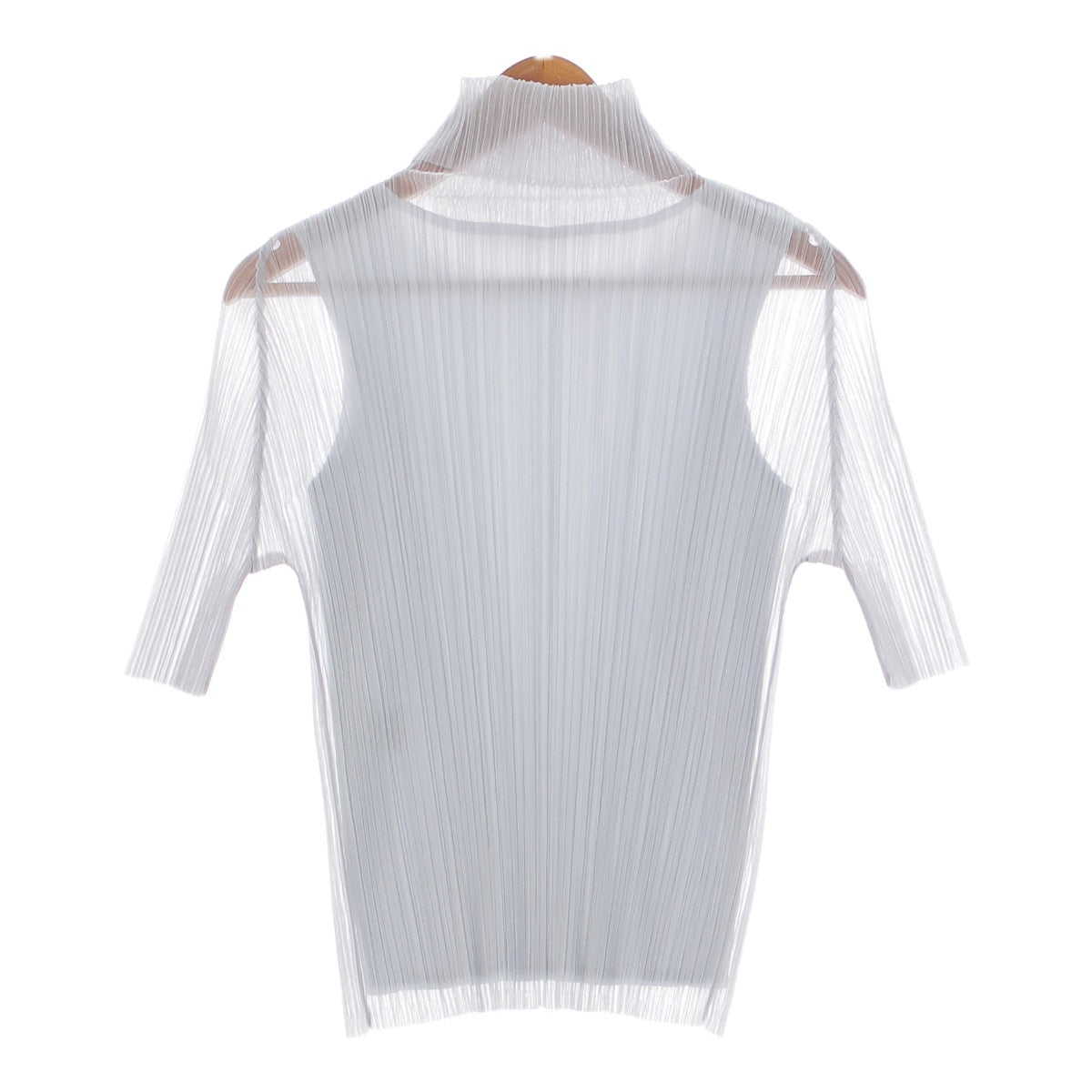 Pleated Please Ensemble Polyester Short Sleeve High Neck Cut and Sew PP11-JK673 Gray 3