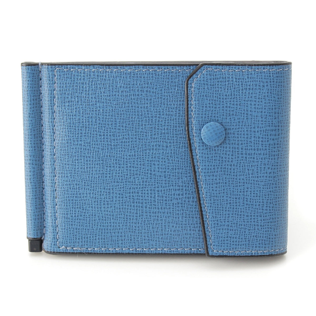 Valextra leather Money Clip Fragment Coin Card Case Bifold Wallet Compact Wallet V0L54 028 SGSR0054028 blue