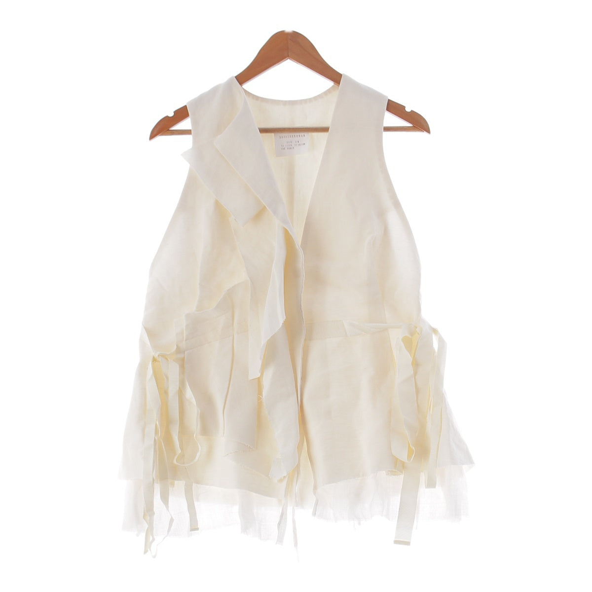 SHANSHAN RUAN Cotton linen, unbleached Tape design Sleeveless Variation Best tops off white 38