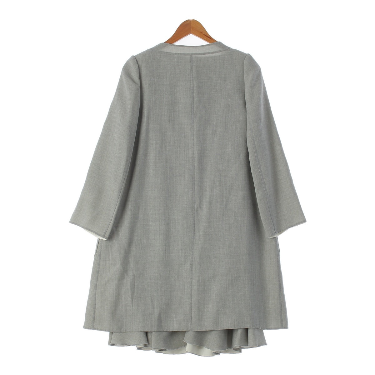 FOXEY 17 years wool No collar jacket, ruffles, sleeveless one piece setup ensemble 36799 36678 gray 38