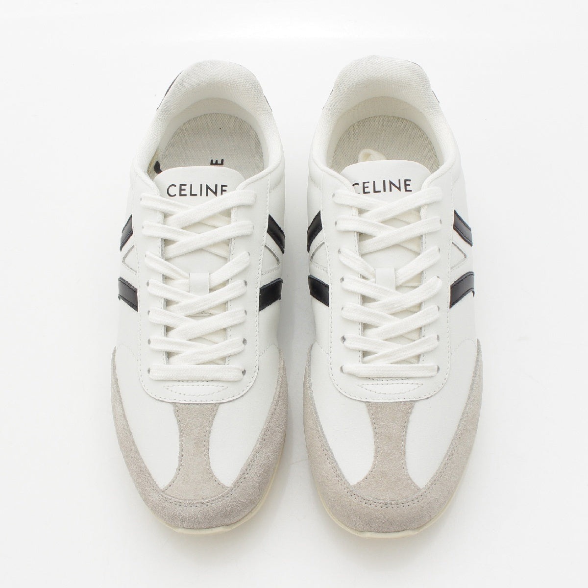 CELINE leather Triomphe jogger lace-up low cut sneakers shoes 359084407C white 39