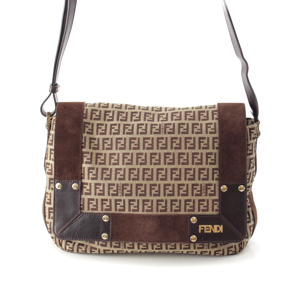 FENDI Zucchino canvas FF Pattern Zucca Logo Shoulder Messenger bag Brown