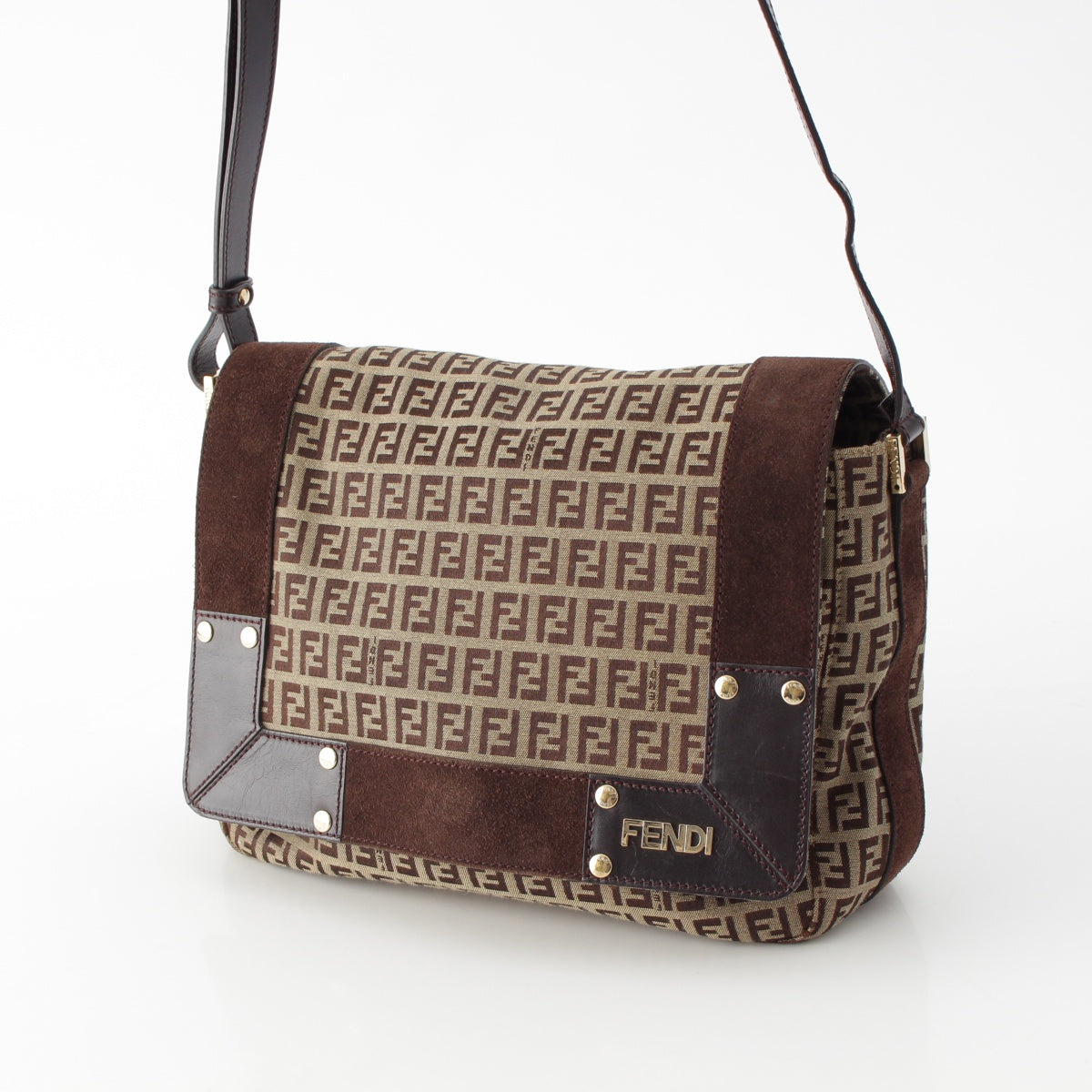 FENDI Zucchino canvas FF Pattern Zucca Logo Shoulder Messenger bag Brown