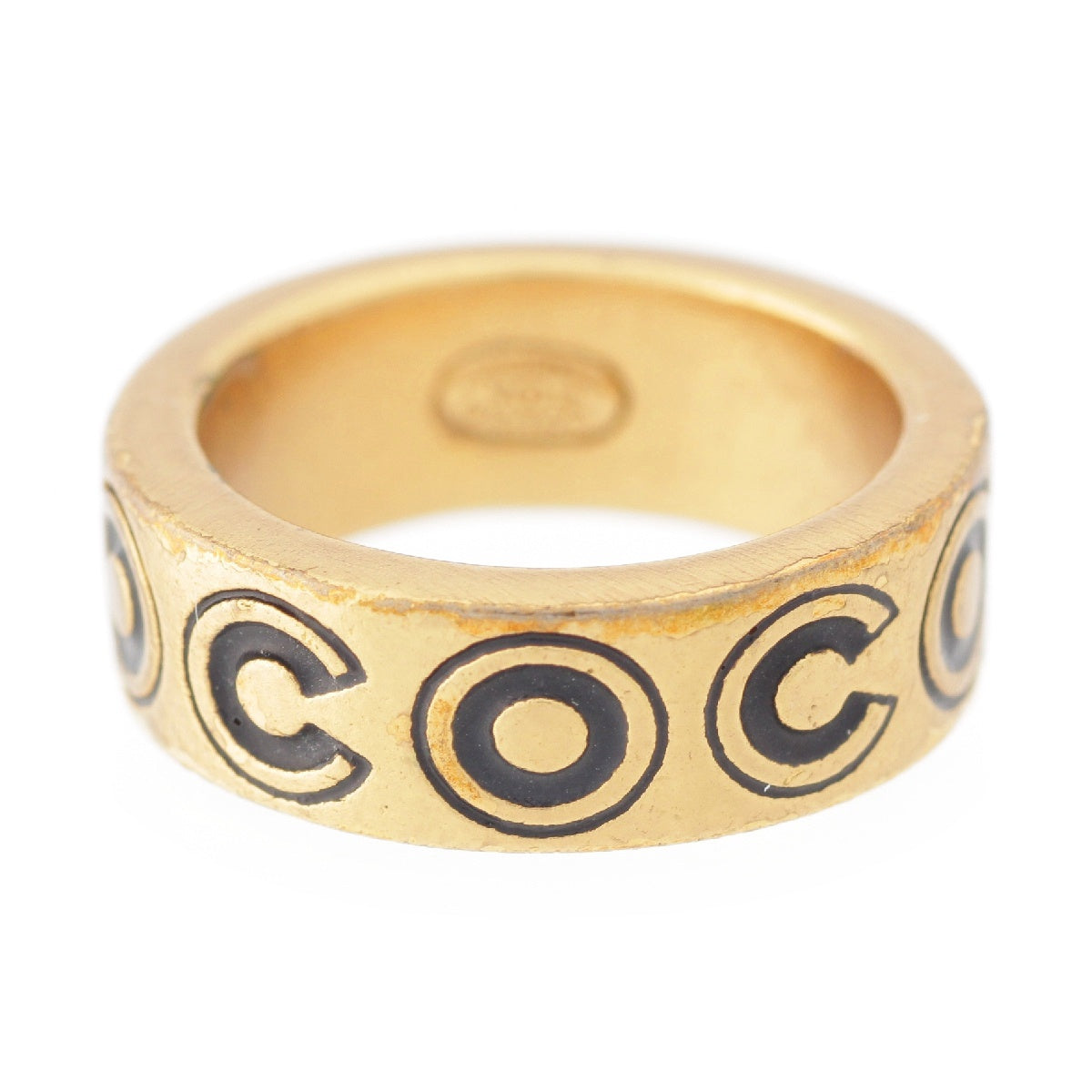 CHANEL 01A COCOPattern logo vintage Ring ring Gold black