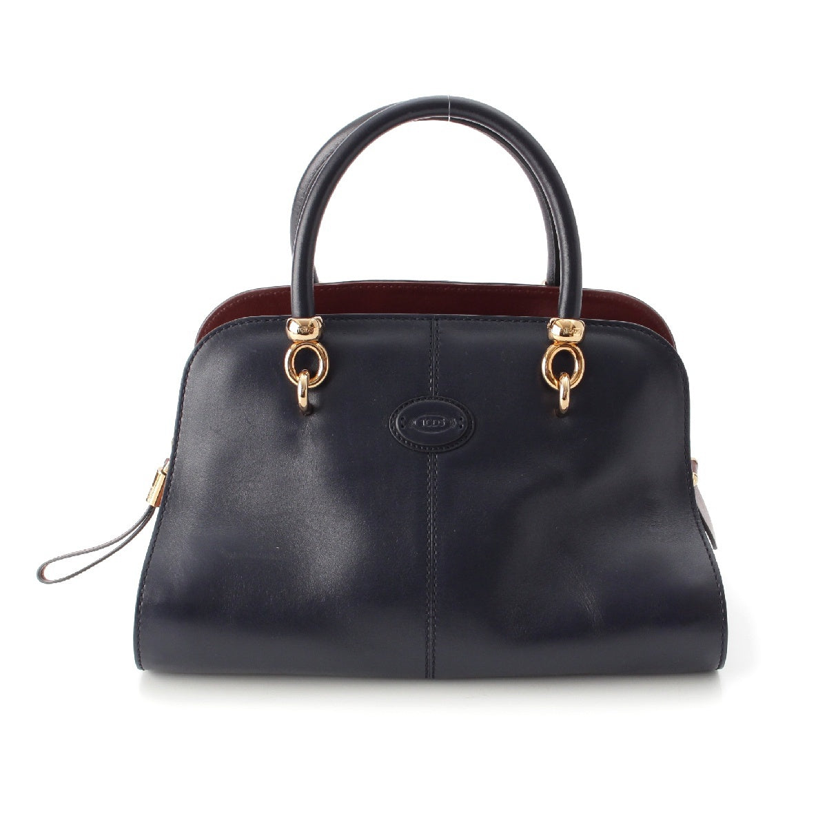 TOD’S SELLA leather 2way Shoulder Handbag navy burgundy