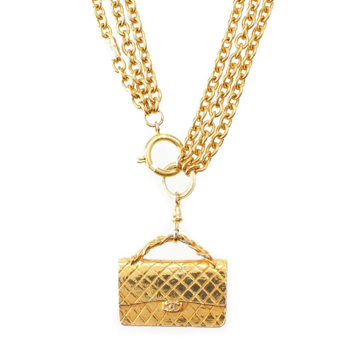 CHANEL Gold Plated Matrasse COCO Mark Vintage Chain Necklace Pendant gold