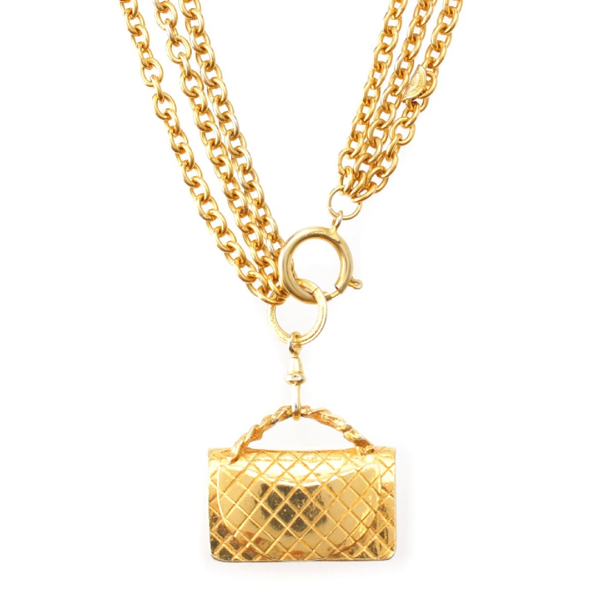 CHANEL Gold Plated Matrasse COCO Mark Vintage Chain Necklace Pendant gold