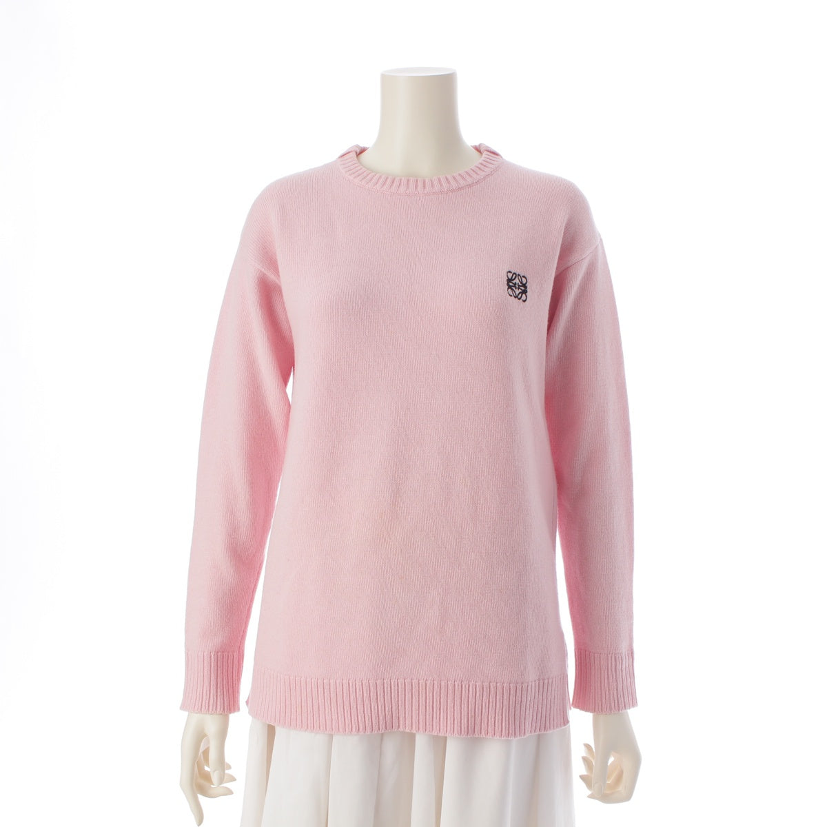 LOEWE wool Anagram Embroidered Crew Neck Long Sleeve Knit sweater tops S3299280SM pink XS