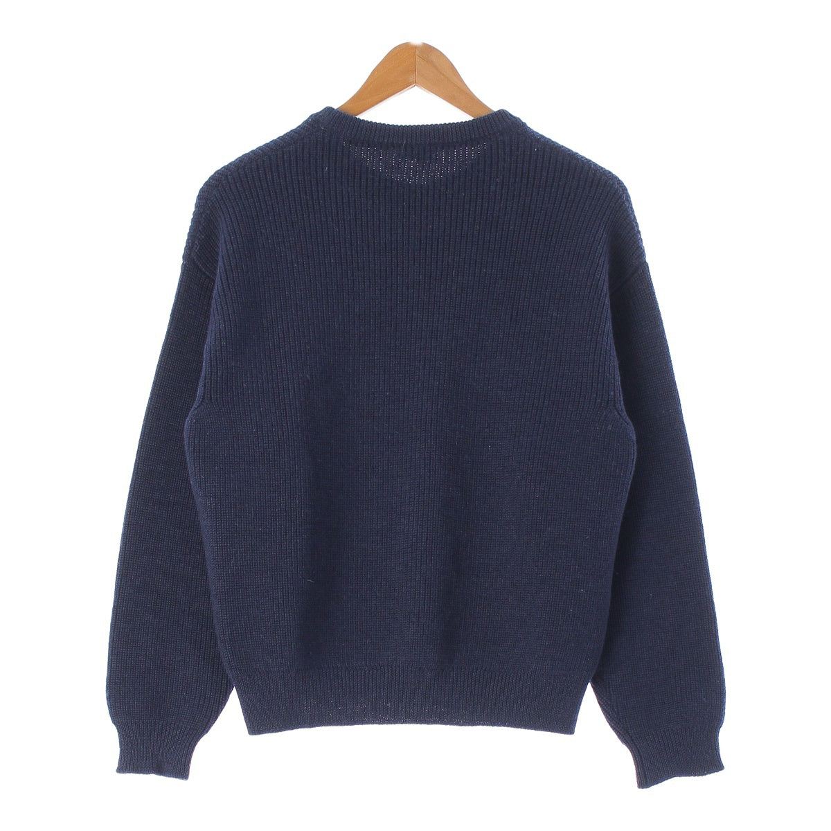 CELINE wool Triomphe logo embroidered crew neck sweater knit Navy S