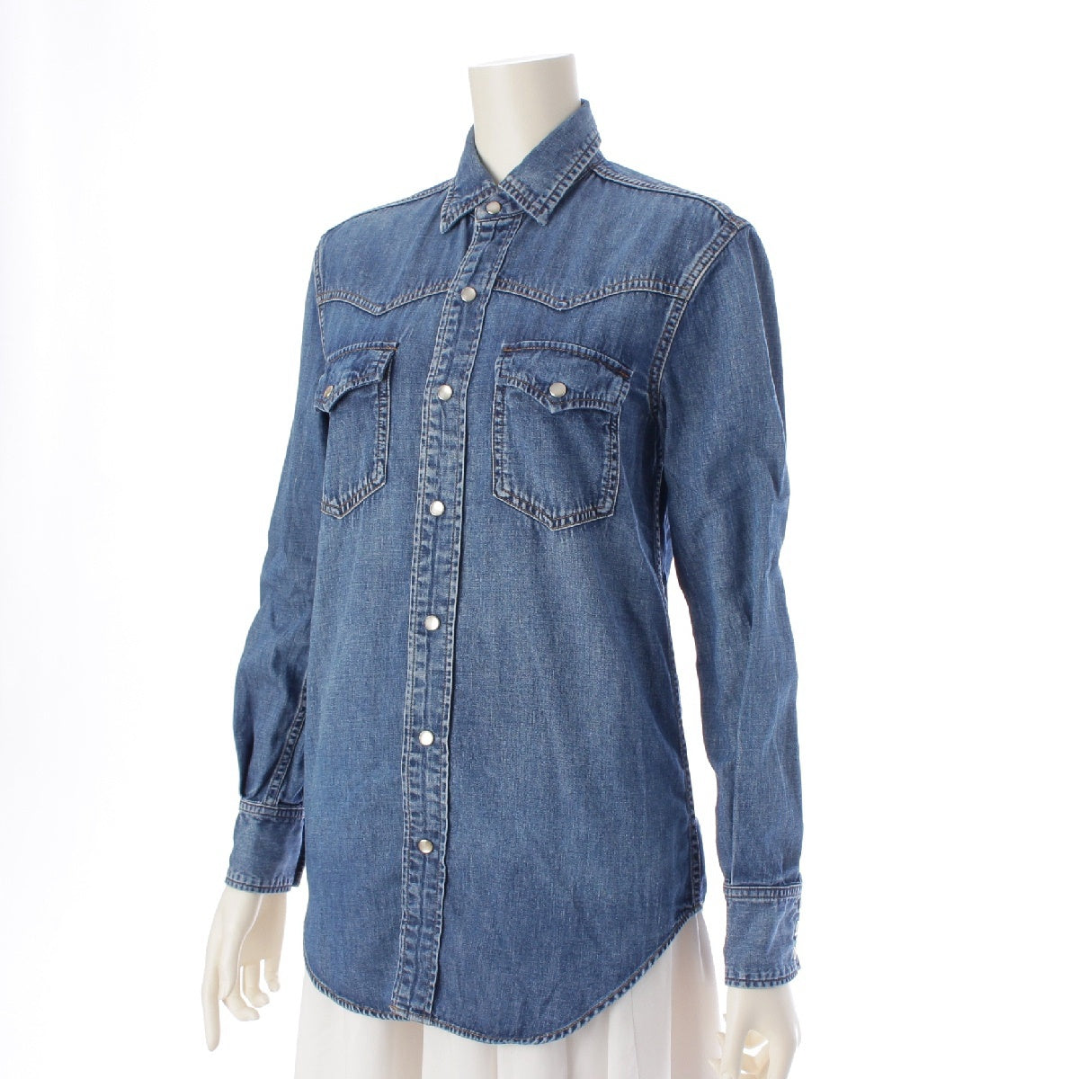 SAINT LAURENT Denim tanga shirt blouse tops 396686  blue XS