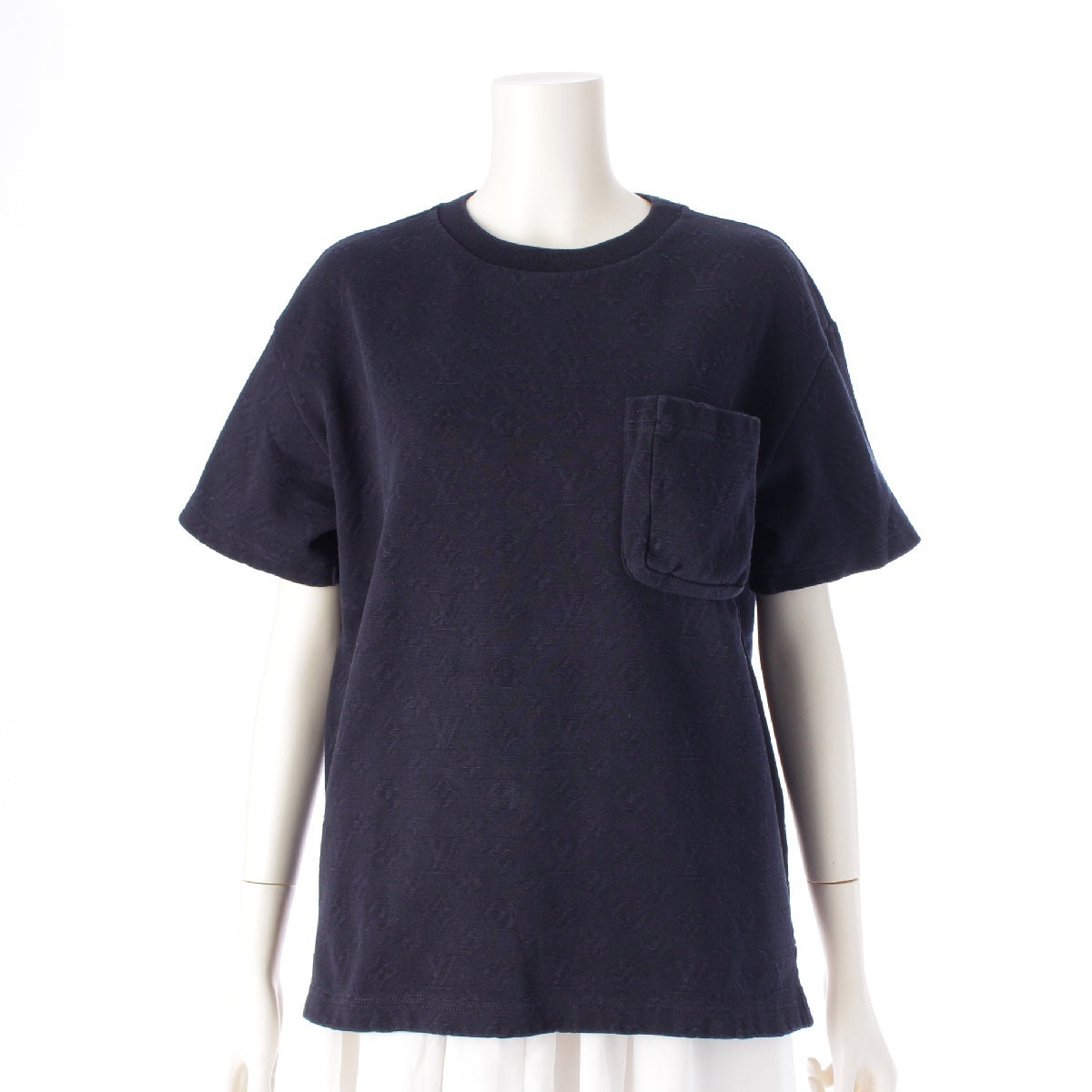 LOUIS VUITTON cotton Monogram Signature 3D Pocket Short sleeve T-shirt Tops cut RM202Q TCL HIY49W Navy XS