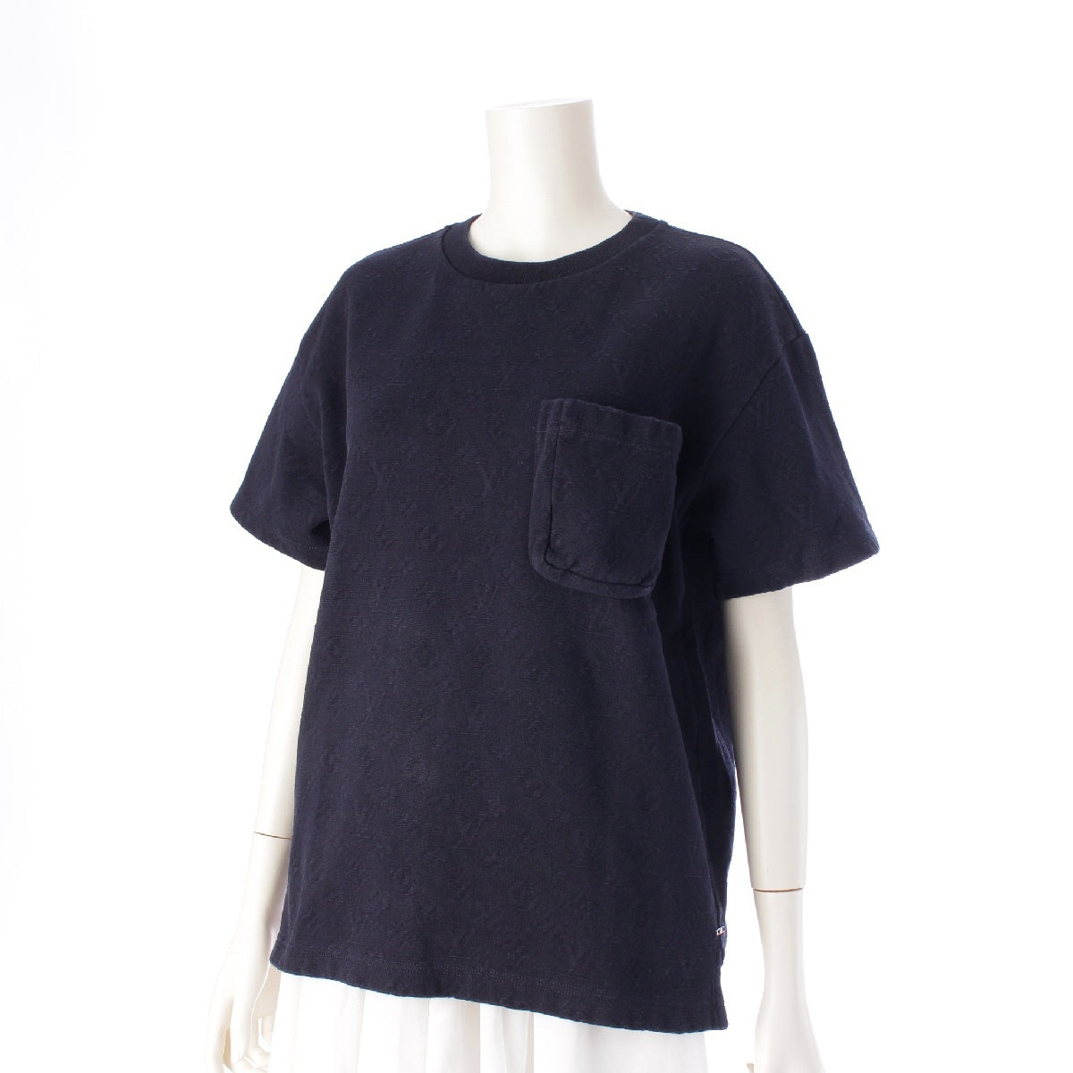 LOUIS VUITTON cotton Monogram Signature 3D Pocket Short sleeve T-shirt Tops cut RM202Q TCL HIY49W Navy XS