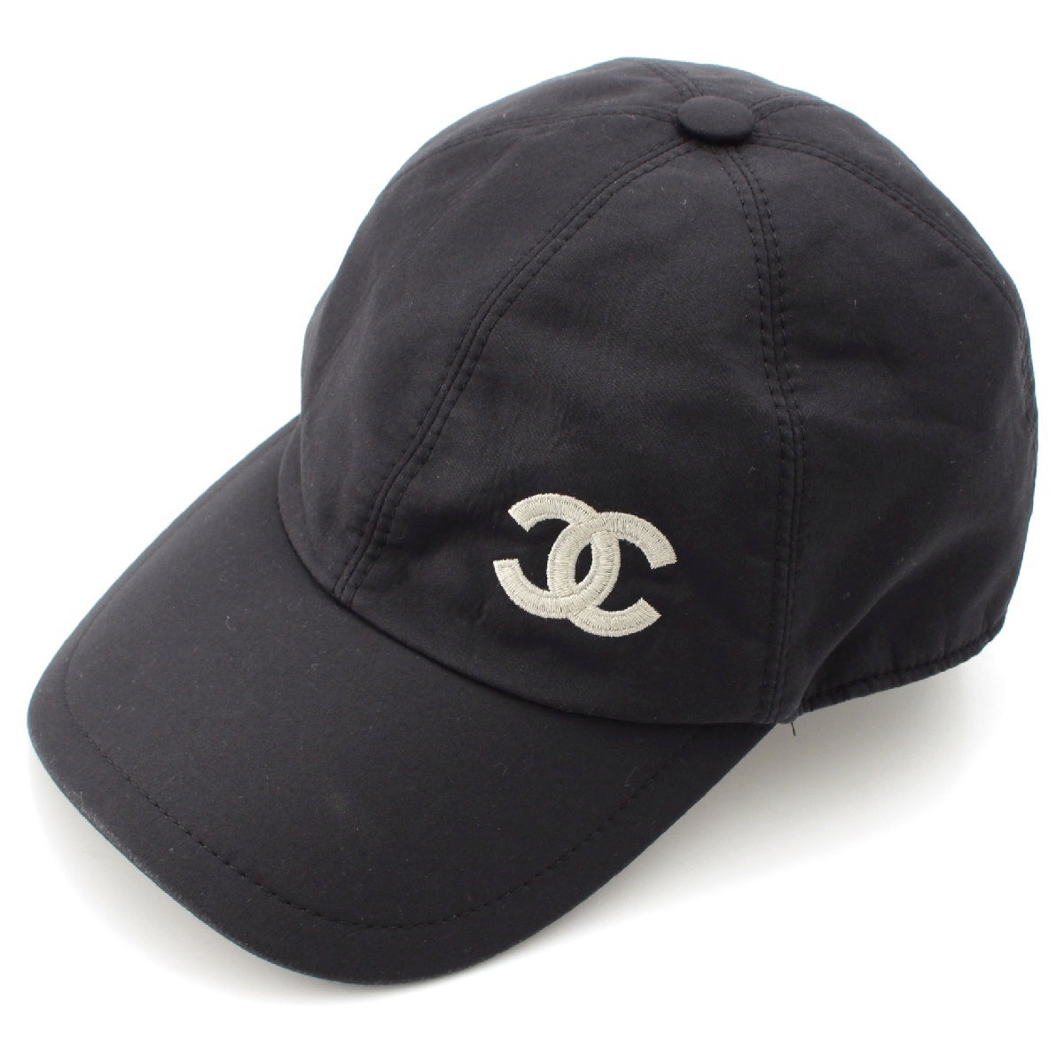 CHANEL cotton COCO Mark Baseball cap hat black