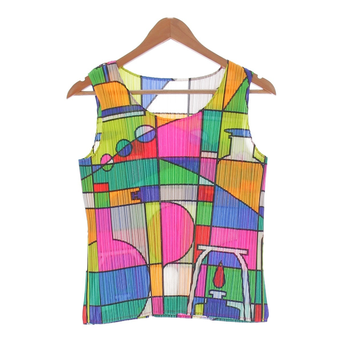 PLEATS PLEASE ISSEY  08 years Sleeveless Geometric All-over Pattern Tank top tops PP81‐JK631 multicolor 3