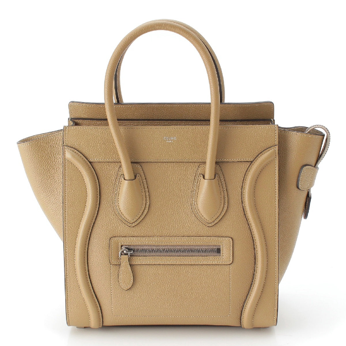 CELINE Luggage micro shopper Drummed Calf Leather Handbag 189793DRU beige