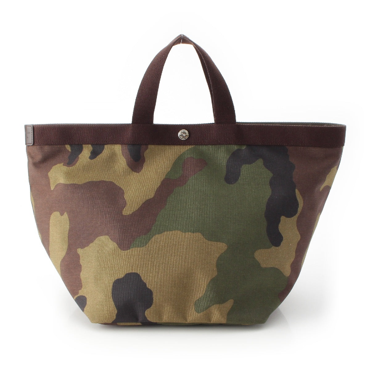 Herve Chapelier Boat-shaped Tote Large Nylon Cordura A4 Camouflage Pattern Tote Bag Handbag 725w-49 Khaki Brown