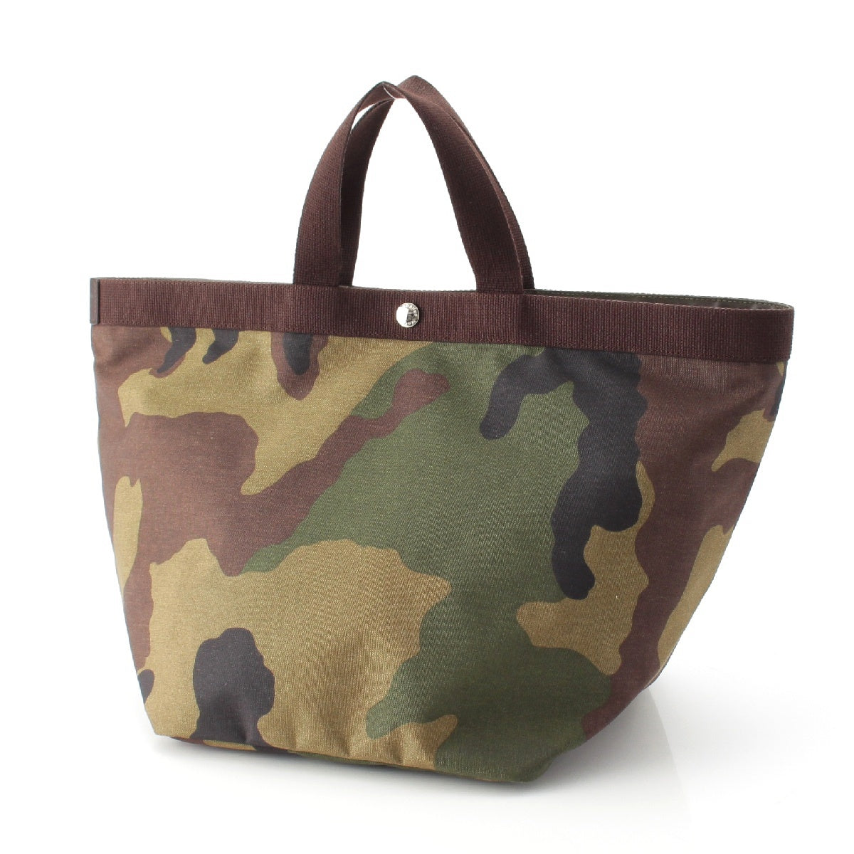 Herve Chapelier Boat-shaped Tote Large Nylon Cordura A4 Camouflage Pattern Tote Bag Handbag 725w-49 Khaki Brown