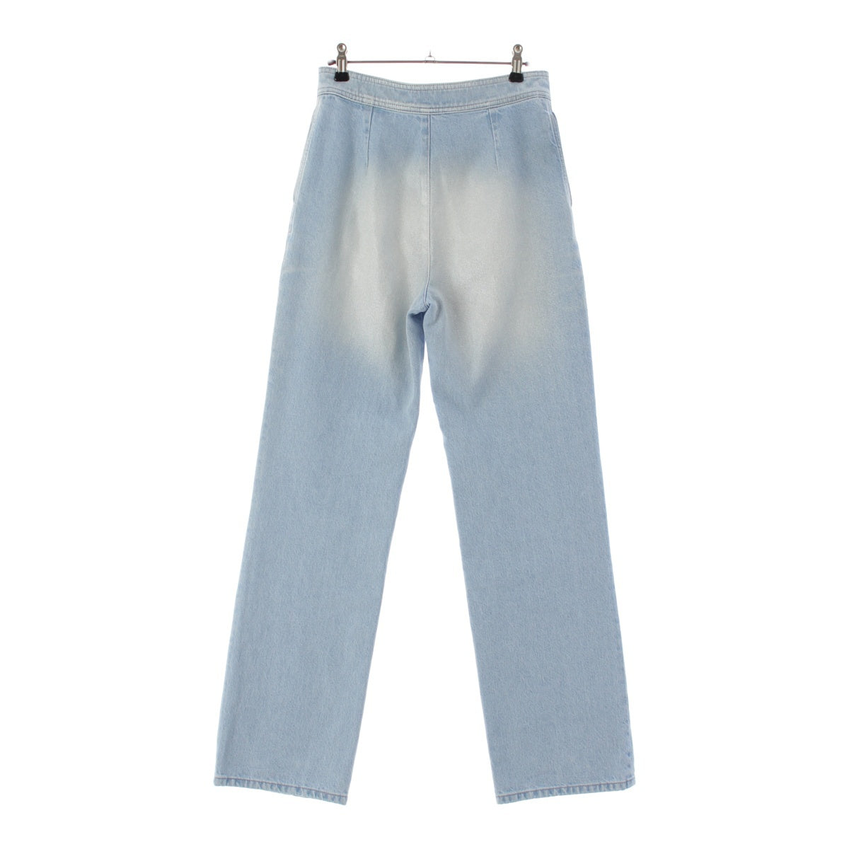 CHANEL 24AW washed denim COCO Mark Button Iridescent Coating Marine Pants Bottoms P76228 Ice blue 34