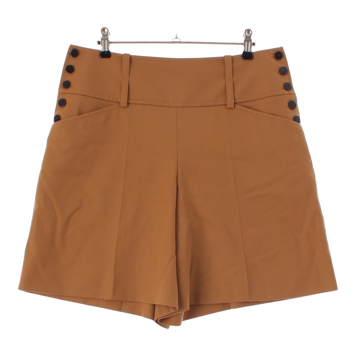 HERMES 19AW wool Serie Button Culottes Short Pants Bottoms Yellow Ochre Brown 38