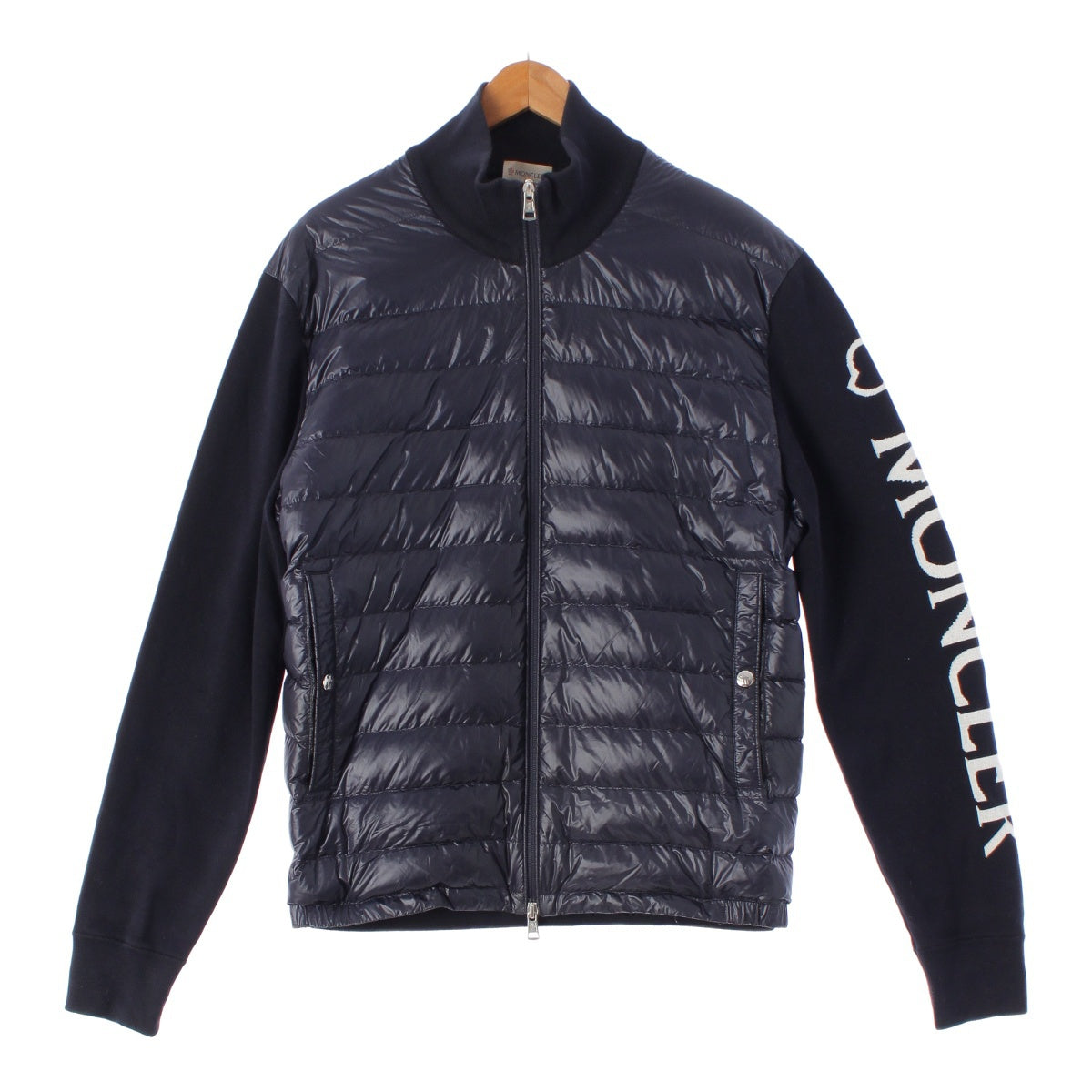 MONCLER 20 years Cardigan Tricot Cotton nylon Logo sleeve knit switching Blouson Down jacket Navy XL