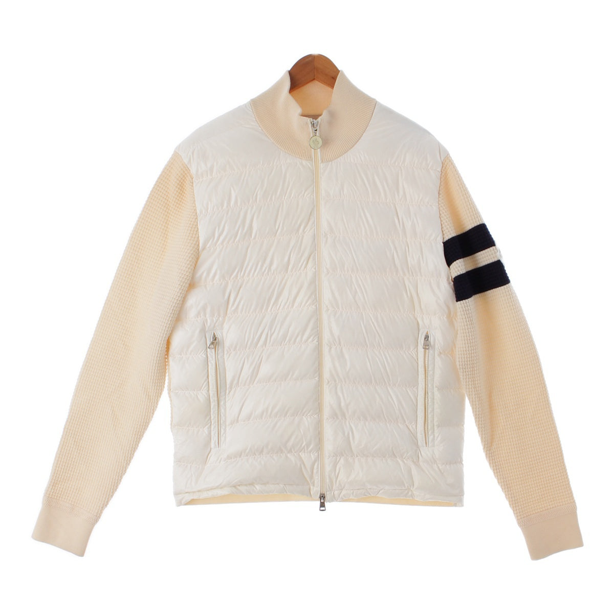 MONCLER 21 years Cardigan Tricot wool Logo patch sleeve line Blouson knit down white XL