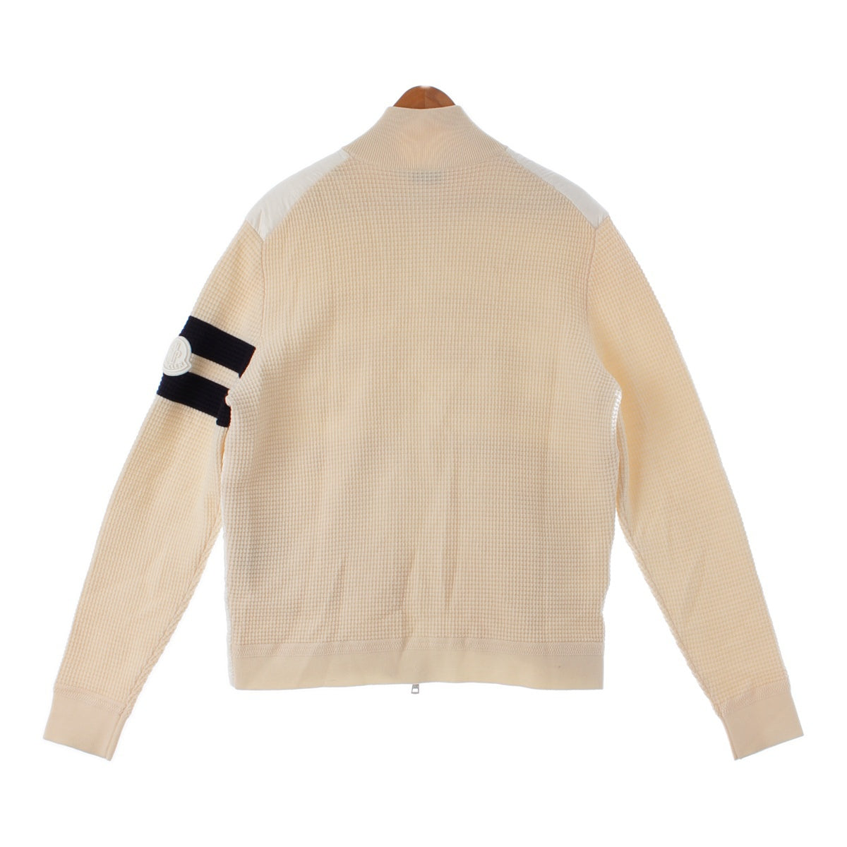 MONCLER 21 years Cardigan Tricot wool Logo patch sleeve line Blouson knit down white XL