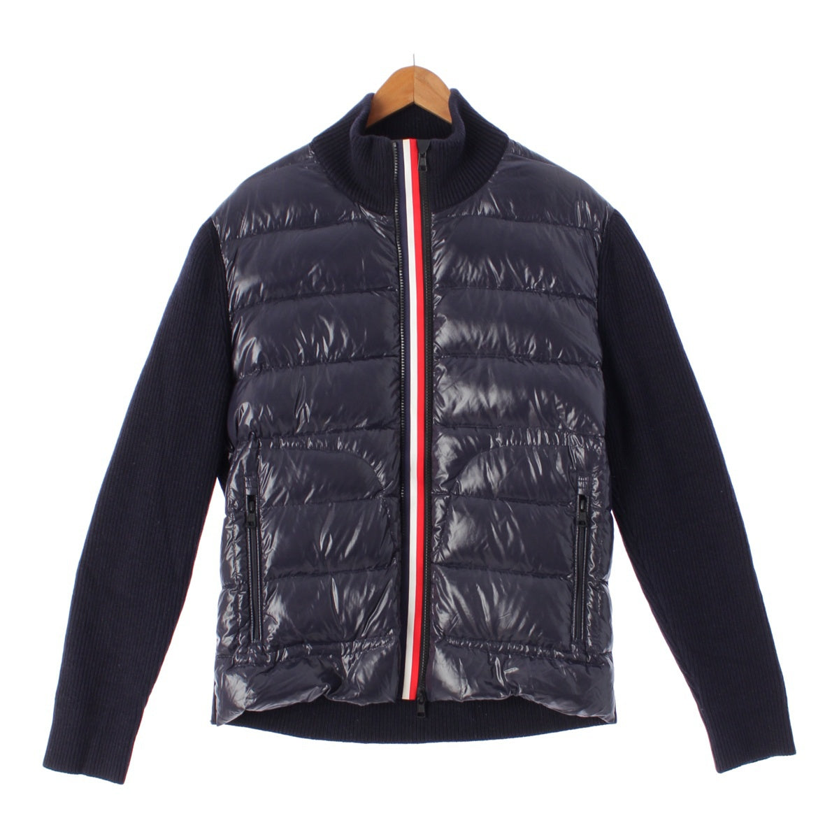 MONCLER 18 years maglione tricot cardigan Wool nylon Tricolor patch knit switching Blouson Down jacket Navy XL