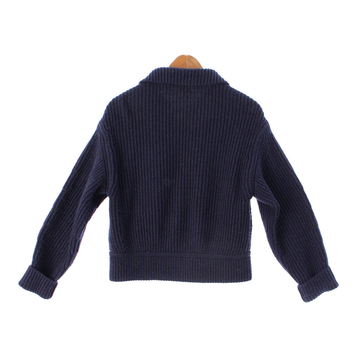 HERMES <html>
 
 <body>
  シルク カシミヤ Twill Laine Horse Ribbon Knit Blouson Jacket outerwear Navy 34