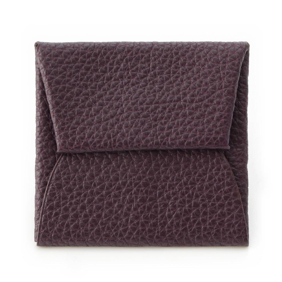 HERMES □ L marking Bastia Taurillon Clemence Coin case Coin Pocket Compact Wallet Cassis Purple