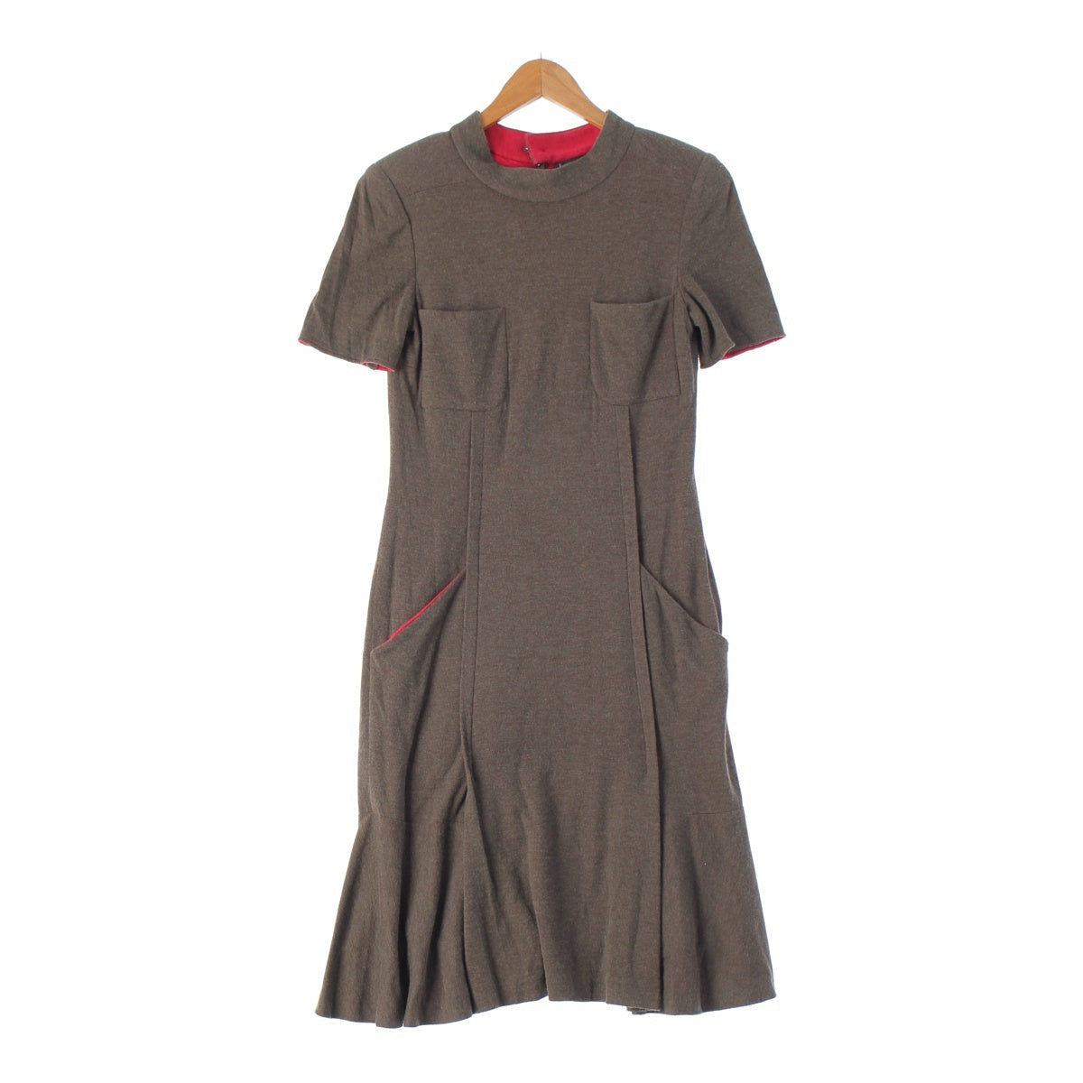 CHANEL 01A cotton Angora Blend Short Sleeve Dress one piece P18177 Brown 38