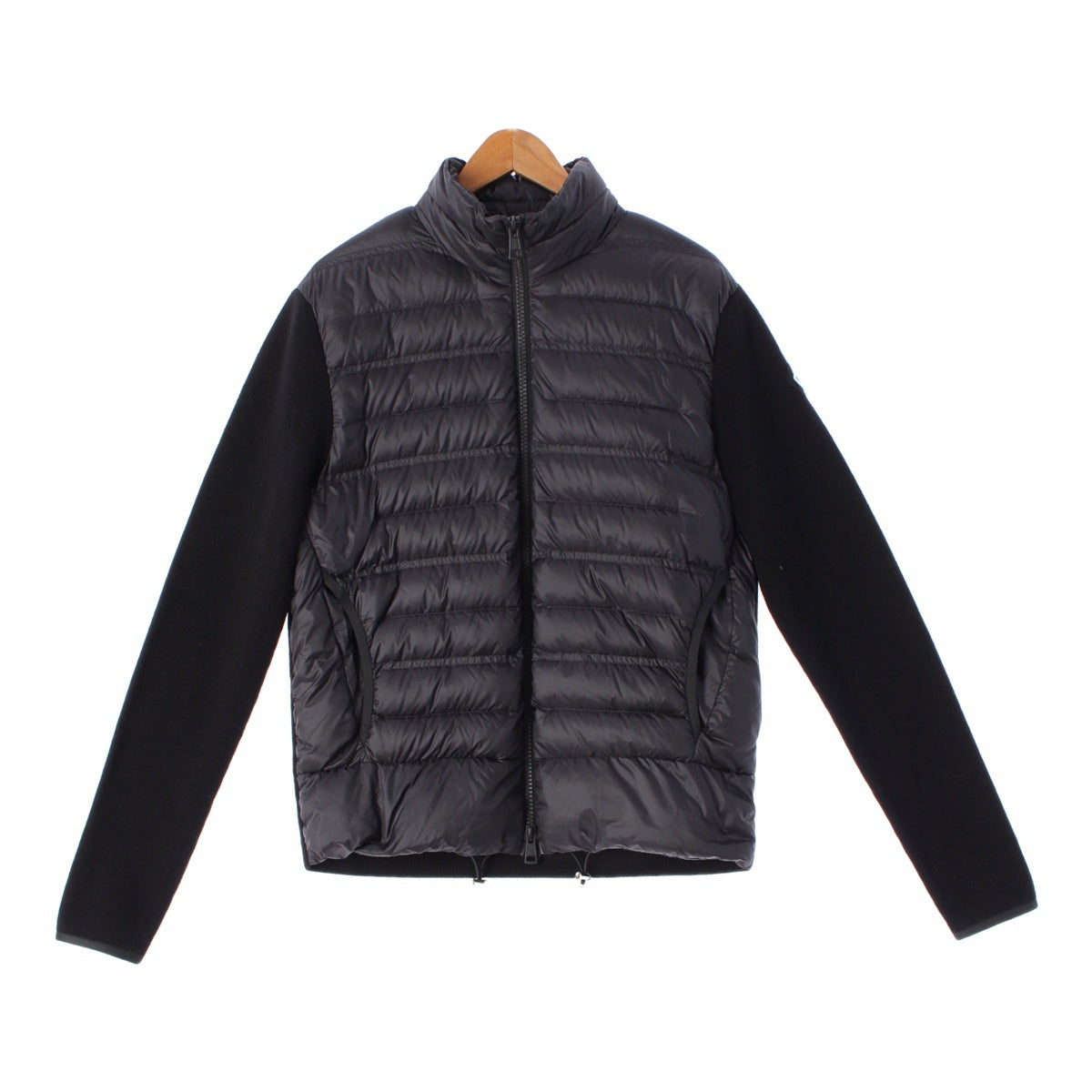 MONCLER 22 years wool Knit switching patch long sleeve docking Down jacket outer H20919B00006 black L