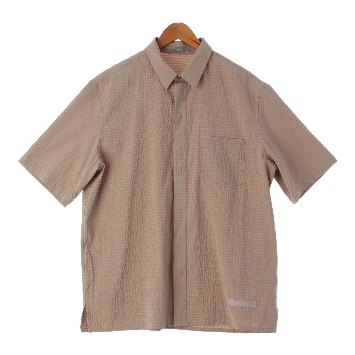 Dior Logo Seersucker Short sleeve shirt tops 033C508C810B Brown 41