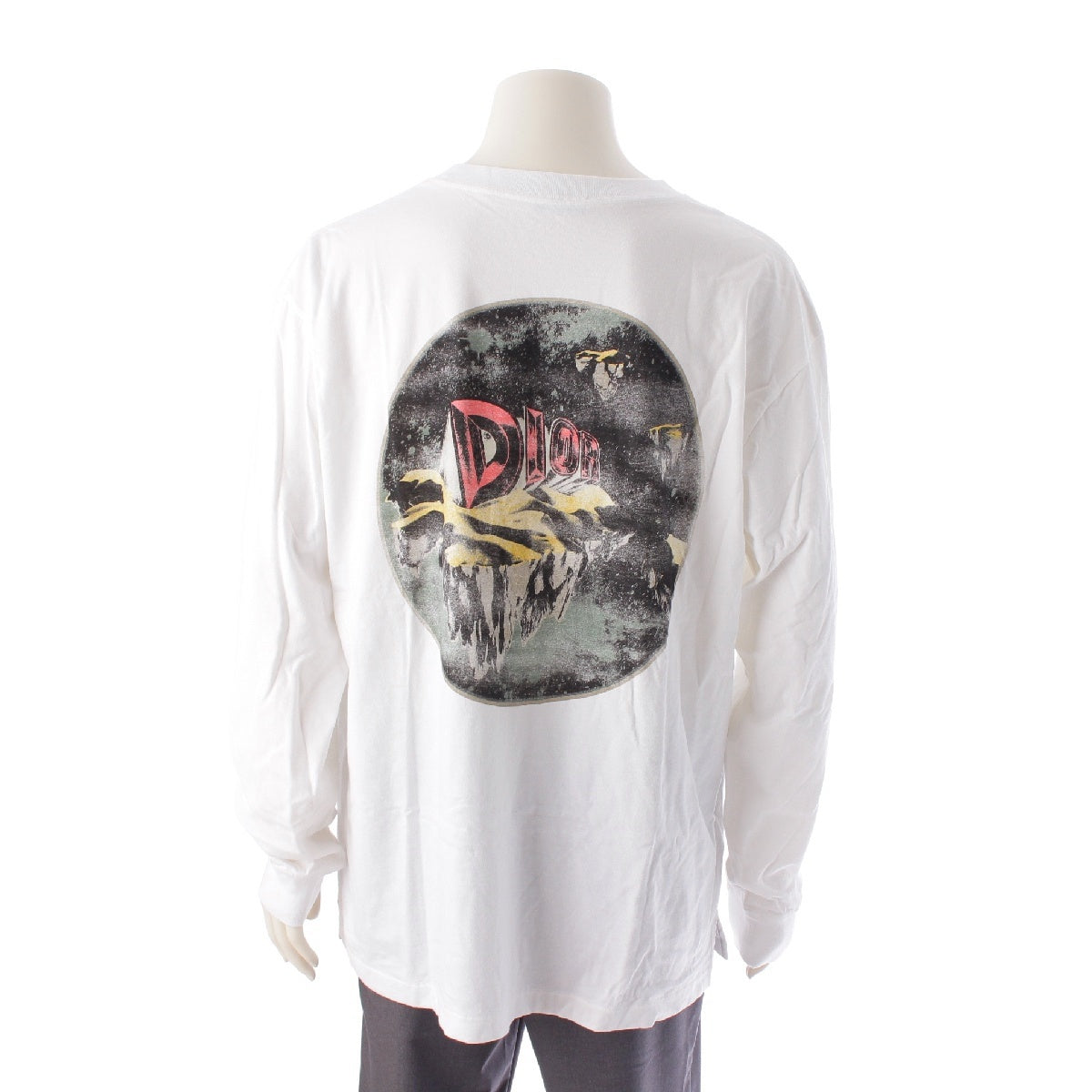 Dior 23Stainless Steel cotton Print Long-sleeved T-shirt Cut and sew tops, long sleeve T-shirts 393J675A0817 white M