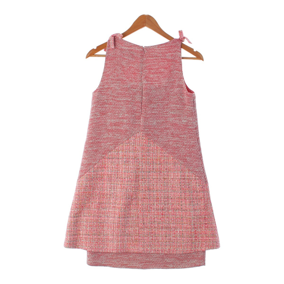 CHANEL tweed Sequin Ribbon Sleeveless one piece Mini dress P47846 pink 34