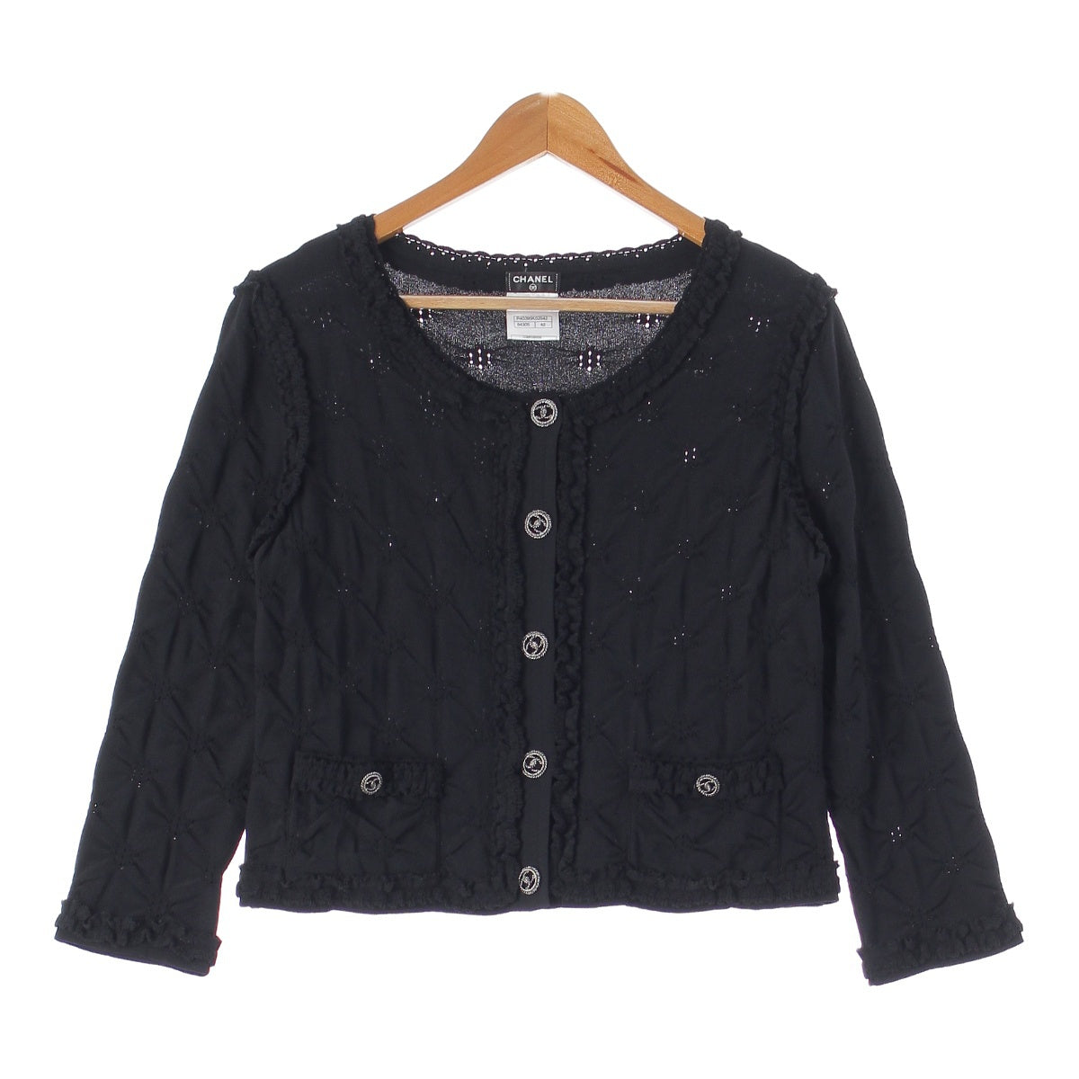 CHANEL 11 years COCO Mark Punching Knit cardigan tops P40395  black 42