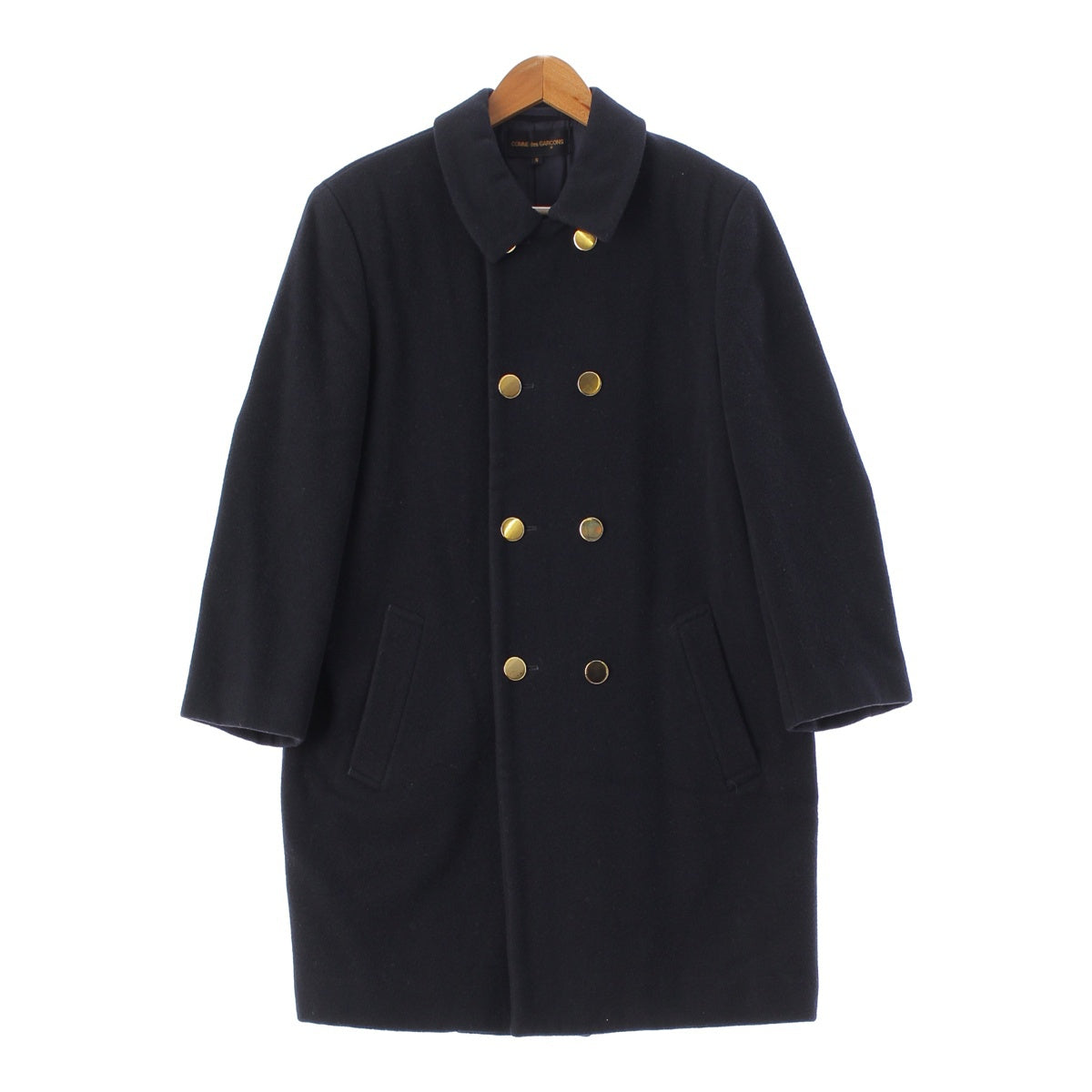 COMME des GARCONS 91AW wool Gold buttons, double-breasted, stand-up collar coat outer GC-05026S Navy S