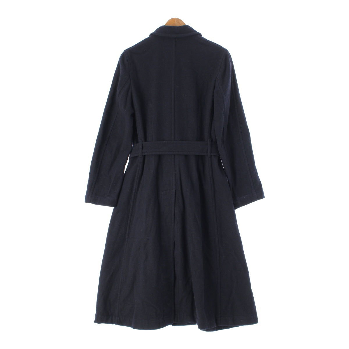 COMME des GARCONS 03AW Wool nylon Ribbon hem, hidden placket, long coat outer GK-C012 Black Dark Navy