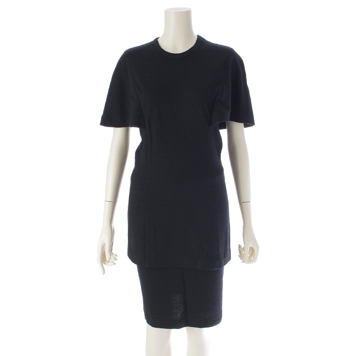 COMME des GARCONS 80S France wool Deformed top Skirt setup Short sleeve knee length FB-19001S/FS-19003S black S