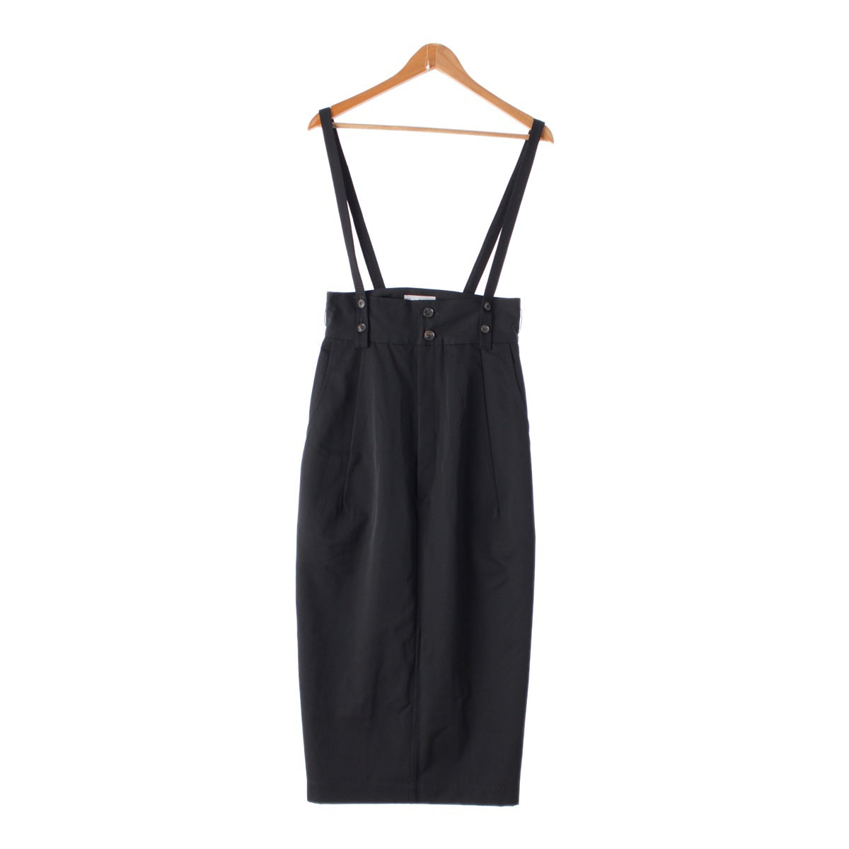 Yohji Yamamoto 80S wool round logo suspenders skirt black S